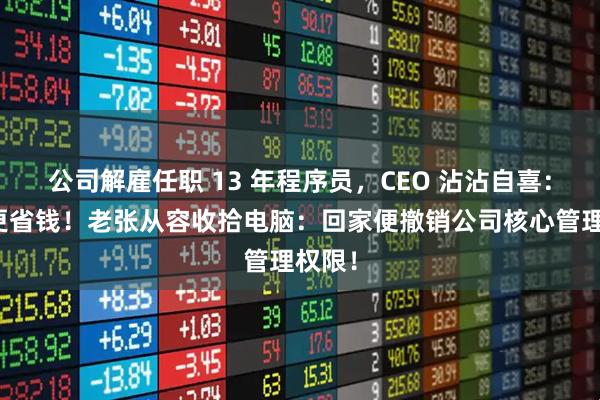 公司解雇任职 13 年程序员，CEO 沾沾自喜：外包更省钱！老张从容收拾电脑：回家便撤销公司核心管理权限！